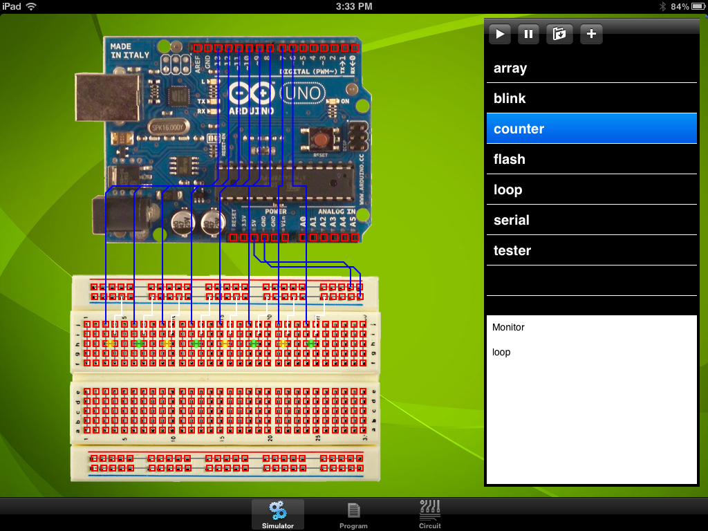 Simduino - virtual Arduino programming for iPad